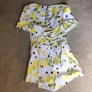 Lemon print romper